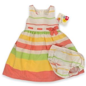 Baby Girls Striped Easter Dress with Bow Size 18 Months NWT